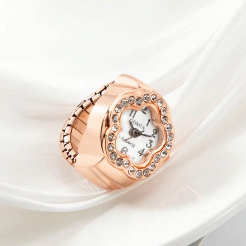 Diamond Ring Watch Stainless Steel Ladies Watch Fashion Finger Watch  Women