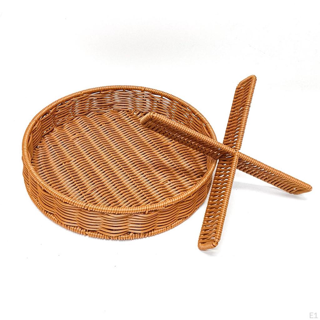 Košíky z imitace ratanu Dělený koš Multifunkční Ručně vyráběný Úložný Kulatý Talíř na ovoce pro