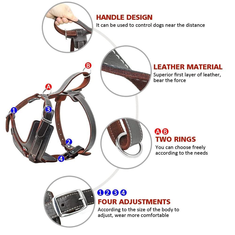 Cowhide Chest Sling for Medium and Large DogsHead Cowhide Dog Chest Sling for Training DogsVest Chest Sling