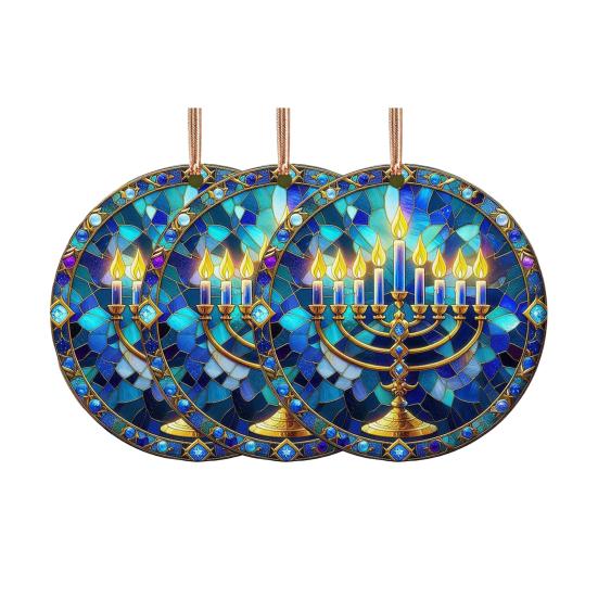 1/2/3Pcs Ceramic Ornament Engraved Colorful Comfortable Feel Decorative Stained Glass Hanging Pendant Garden Balcony Decor