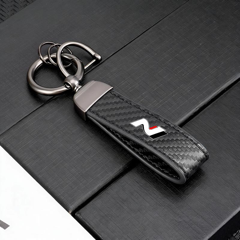 Bil Kolfiber Läder Zinklegering Nyckelring Mikrofiber Nyckelring För Hyundai N Tucson Accent Elantra Santa fe Sonata I10 I20