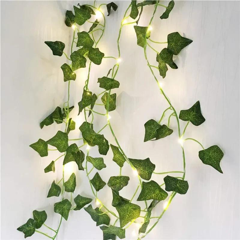 20/50/100LEDs Green Leaf Lamp String Yard Light Battery Operated Perfect for New Year Outdoor Party Wedding Bedroom Decorations