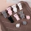 2Pcs Cat Bear Pendant Kawaii 3D Fluffy Flocking Charms Miniature Dolls Keychain Necklace Pendant Diy Crafts Jewelry Make