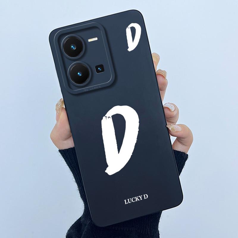 For Vivo Y35 Case Cute Initial Letters Soft Liquid Silicone Back Cover For Vivo Y 35 4G Funda Anti Drop Phone Protector Coque