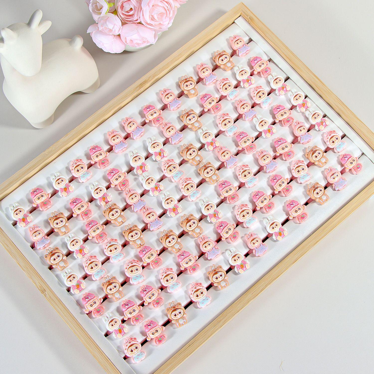 

Высококачественное кольцо из смолы с мультяшным Лабубу для детей - Милый студенческий подарок, украшение With Ring Holder (Order in multiples of 90)