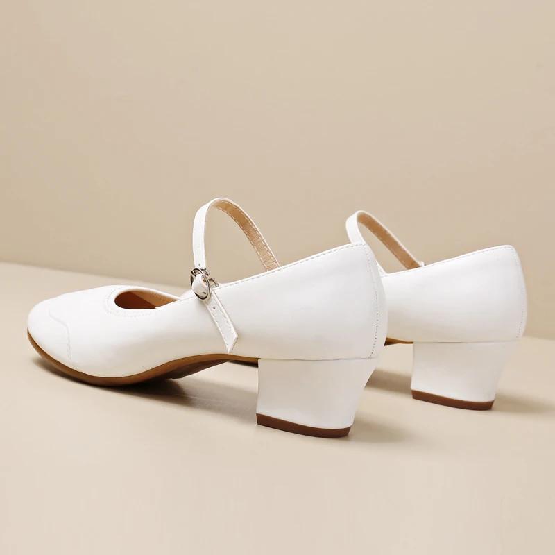 Chaussures de Danse Modernes Nouvelles Blanches pour Femmes Chaussures de Danse Standard pour Filles Chaussures de Danse de Salon Latine à Talons Hauts pour Femmes Talon de 4CM