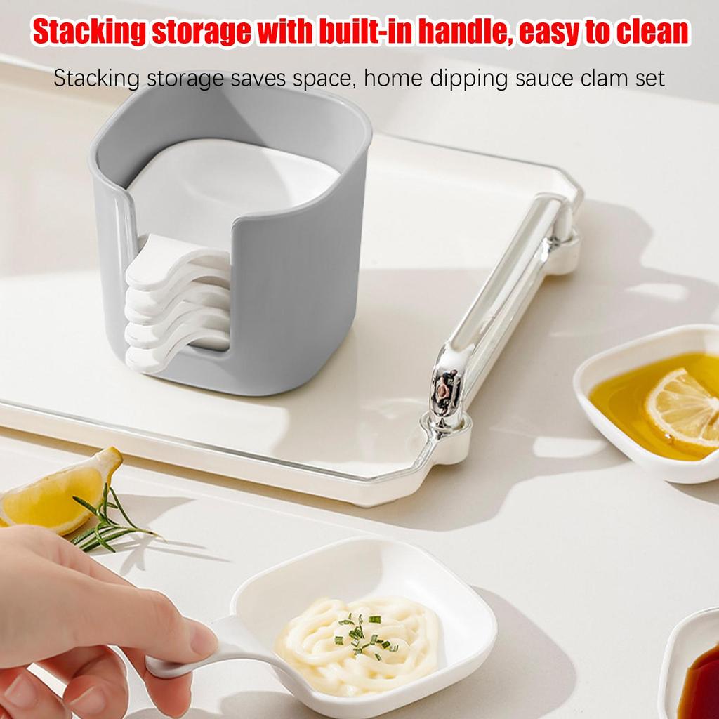 Dipping Sauce Dish 6 Pieces Dipping Sauce Plates with Handle Ketchup Trays with Holder Dip Platter for Yogurt Commercial Serving