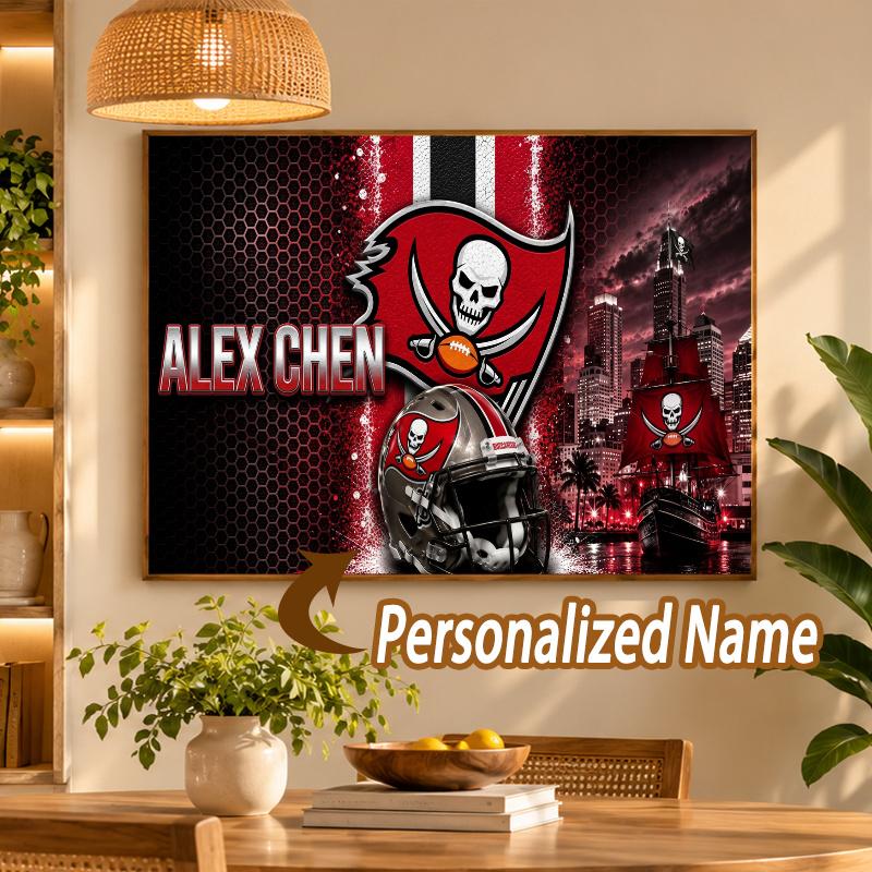 Custom Name Tampa Bay Buccaneers 5D Diamond Painting Personalized Full Drill Diamond Art Kit Gift