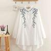 Spring Retro Women's Cotton Embroidered Shirt Loose Mid-Length Plus Size Shirt