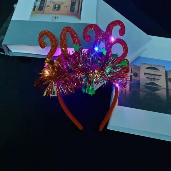 Yousheng Luminous Headband 2026 Glitter New Year Hair Clips Adjustable Sparkling Number Embellishments Shiny Surface Hair Hoop Party Accessories