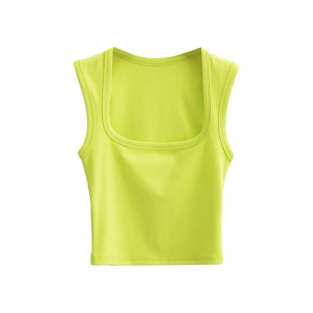 Crop top fără mâneci, sexy, slim-fit, cu gât pătrat, pentru femei