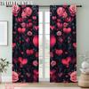 2pc    Party Window Curtains Heart and Rose Light Filter Family Party Decoration Perfect for bedroom living room decoration
