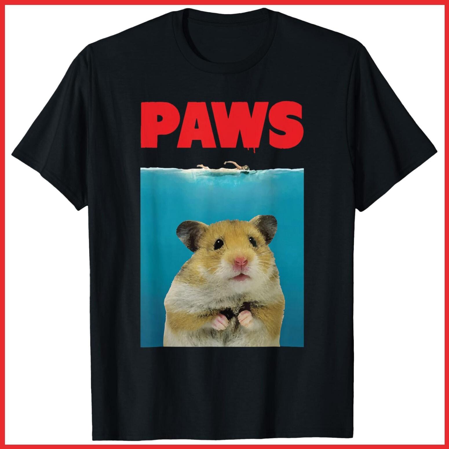 Paws Hamster Funny Parody Hammy Lover Gifts Black Cotton T-Shirt S-5XL L