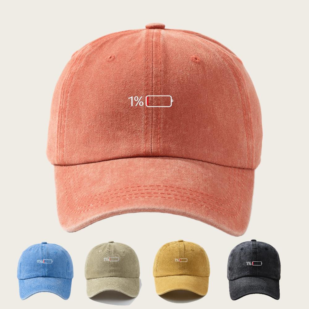 1pc Men's Washed Printed Baseball Cap,battery Display Printing,outdoor Leisure Windproof Sun Cap,suitable for Daily Wear,party