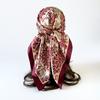 Vintage-print Silk Scarf, 90×90cm, Faux Silk Headscarf, Glossy Satin Headscarf, Head-wrapping Scarf