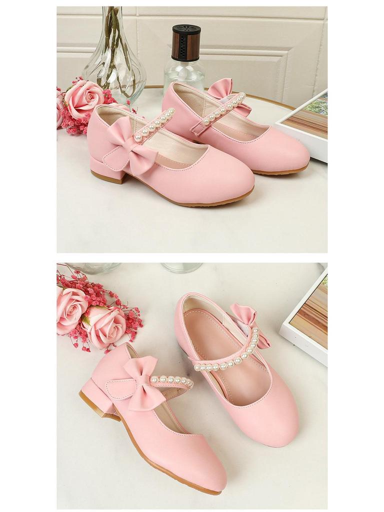 Elegant Girls' White Leather Princess Dance Shoes