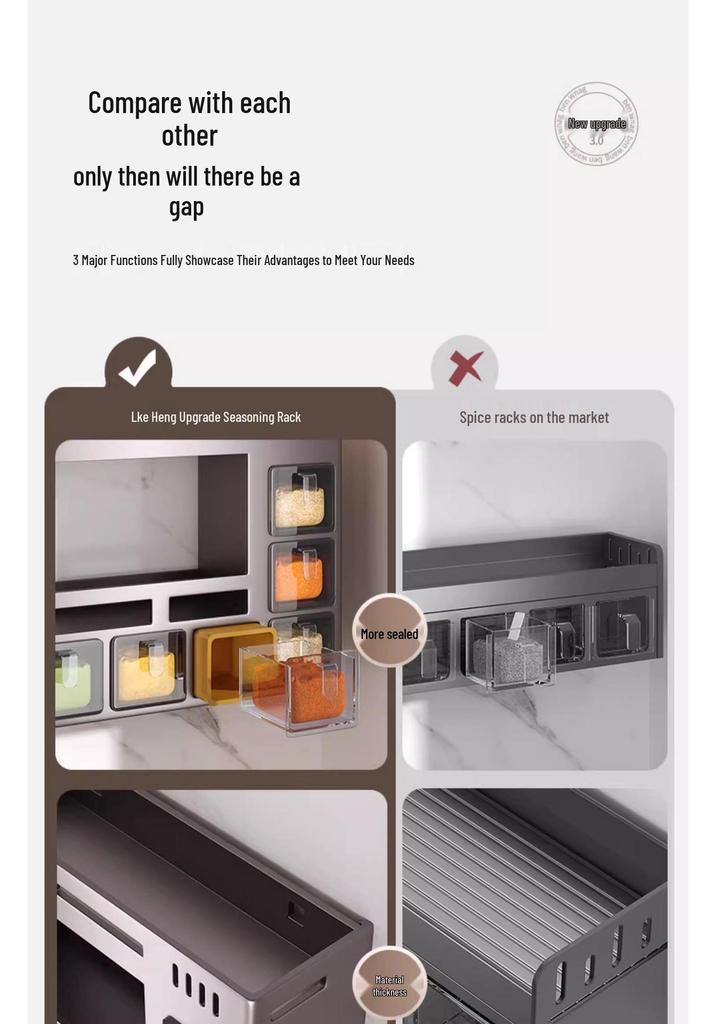 Wall-Mounted Kitchen Spice Rack & Seasoning Organizer
