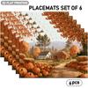 4pcs or 6pcs Autumn-Themed Placemats Suitable for Indoor/Outdoor Fall Table Decor with Pumpkin, Haystack, Maple & Country Cottage Patterns - Rustic Fa