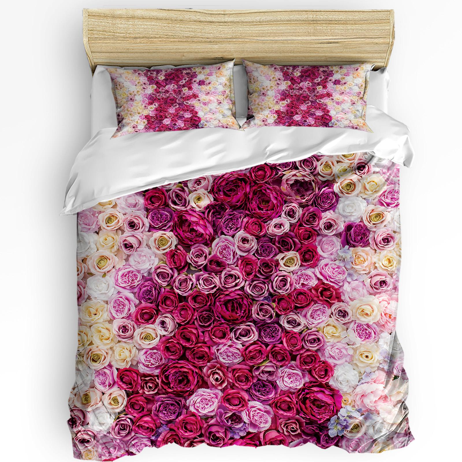 

Красный и черный цветок розы белый комплект постельного белья 3 шт пододеяльник наволочка для детей взрослых пододеяльник двуспальная кровать комплект домашнего текстиля EU single(135x200cm)