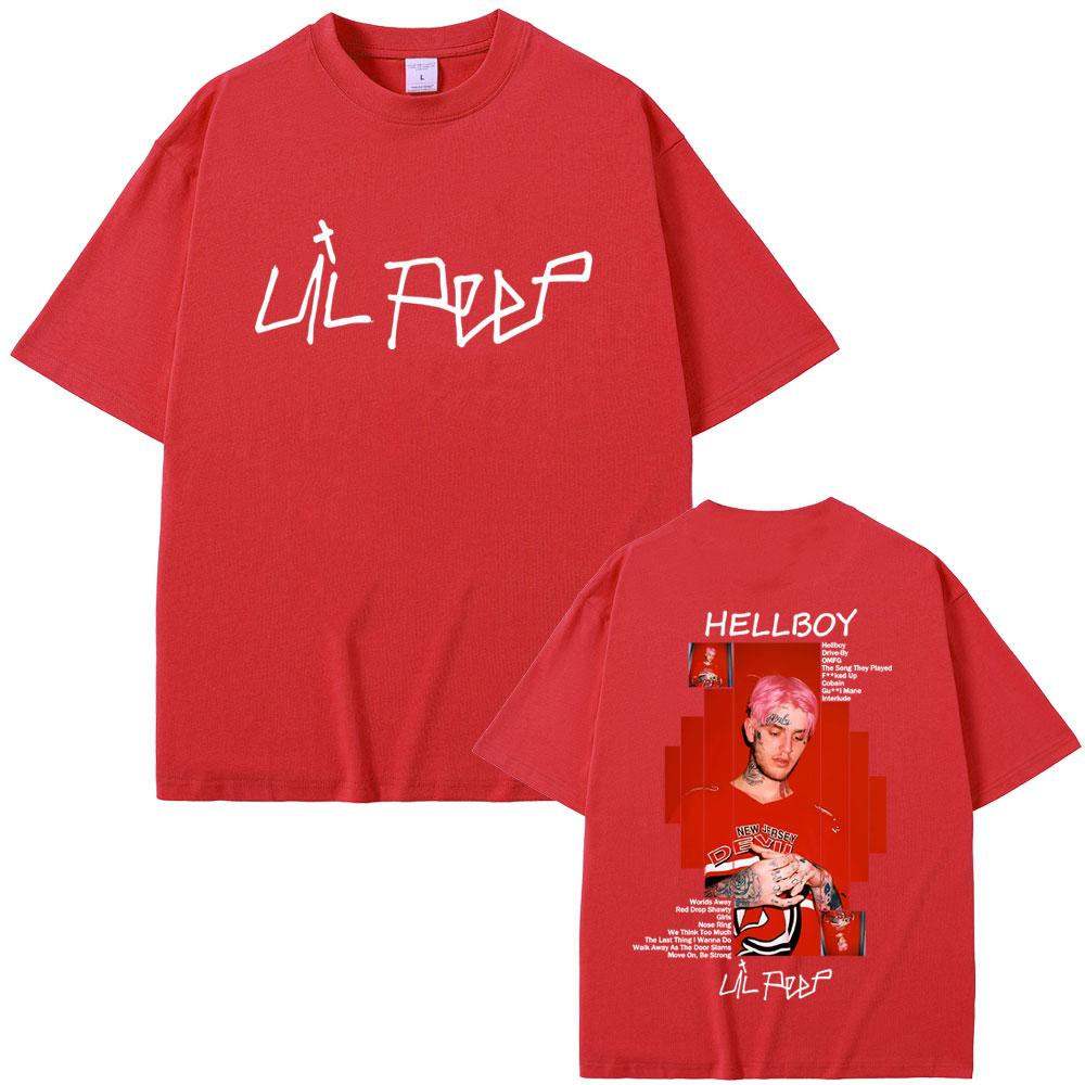 Rapper Lil Peep Hellboy Album Graphic Tshirt Men Women Hip Hop Fashion Streetwear Male Clothing Casual Oversized Cotton T Shirt S