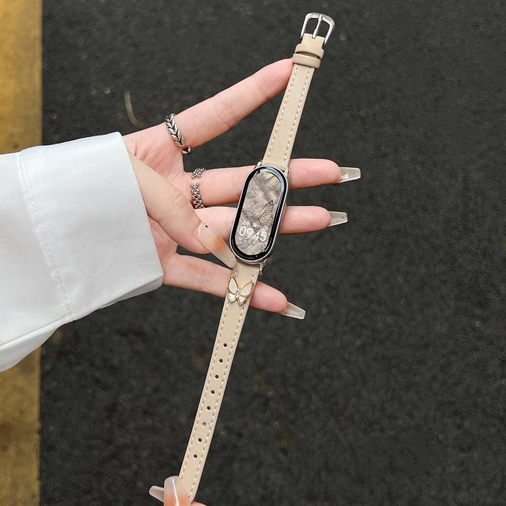 Compatible con Xiaomi Smart Band 10: Nueva Correa de Cuero con Hebilla de Mariposa y Diseño de Cintura Delgada para Mujer, Habilitada para NFC.
