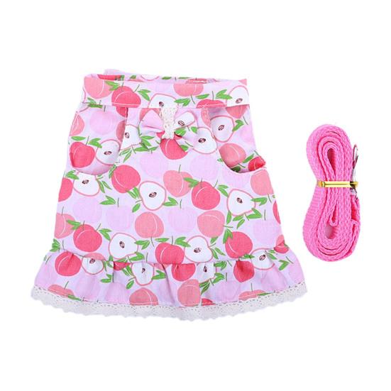 

1 комплект одежды для кроликов, поводок, кружевной край, бант, персиковый принт, питомец, кролик, хомяк, тяга S розовый