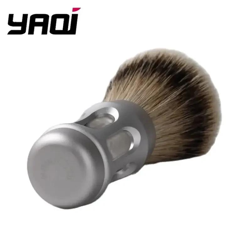 Yaqi Bandstand 24mm Matte Chrome Metal Handle Silvertip Badger Hair Shaving Brush And Shaving Soap Set for Men Grooming Kit