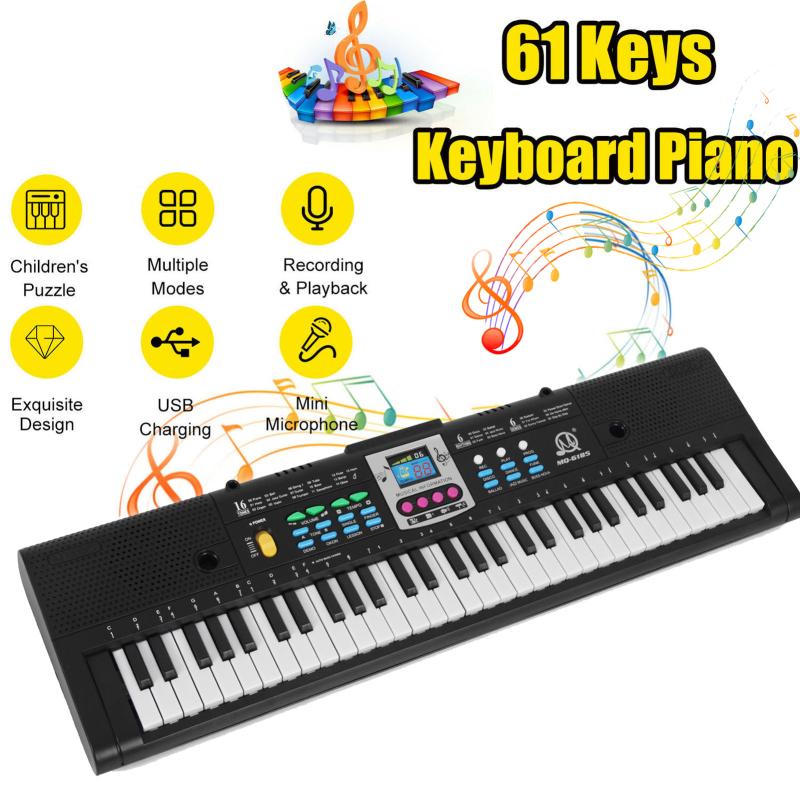 61 Keys Digital Music Electronic Keyboard Kids Multifunctional Electric Piano for Piano Student with Microphone Function