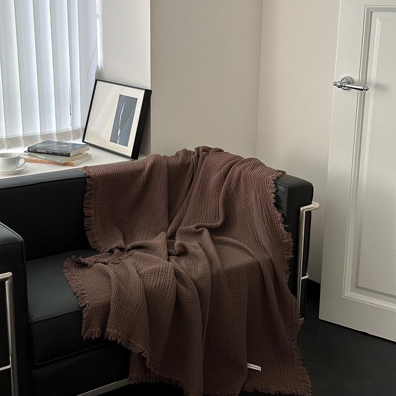 

Maillard Pure Cotton Gauze Tassel Blanket - Light Luxury Nap & AC Blanket, Class A 130x170cm