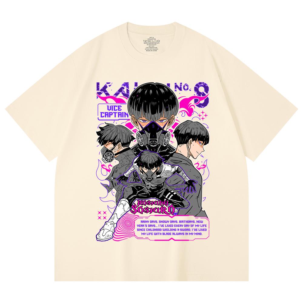 230 g/m² 100% Baumwolle Kaiju No 8 V10 Soshiro Druck Unisex Schweres Baumwoll-T-Shirt