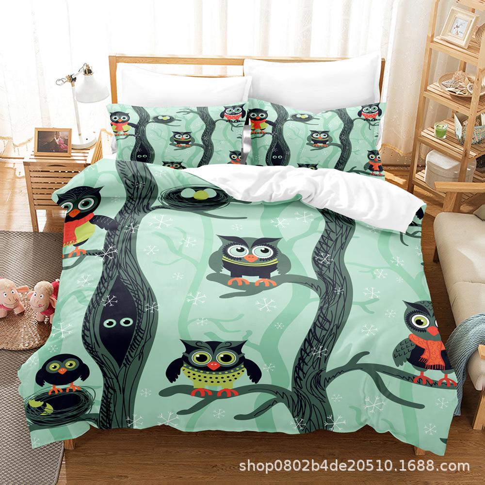 Sample Digital Printed Sheet Bed Quilt Bedding Home Textiles Cartoon Three-Piece Set