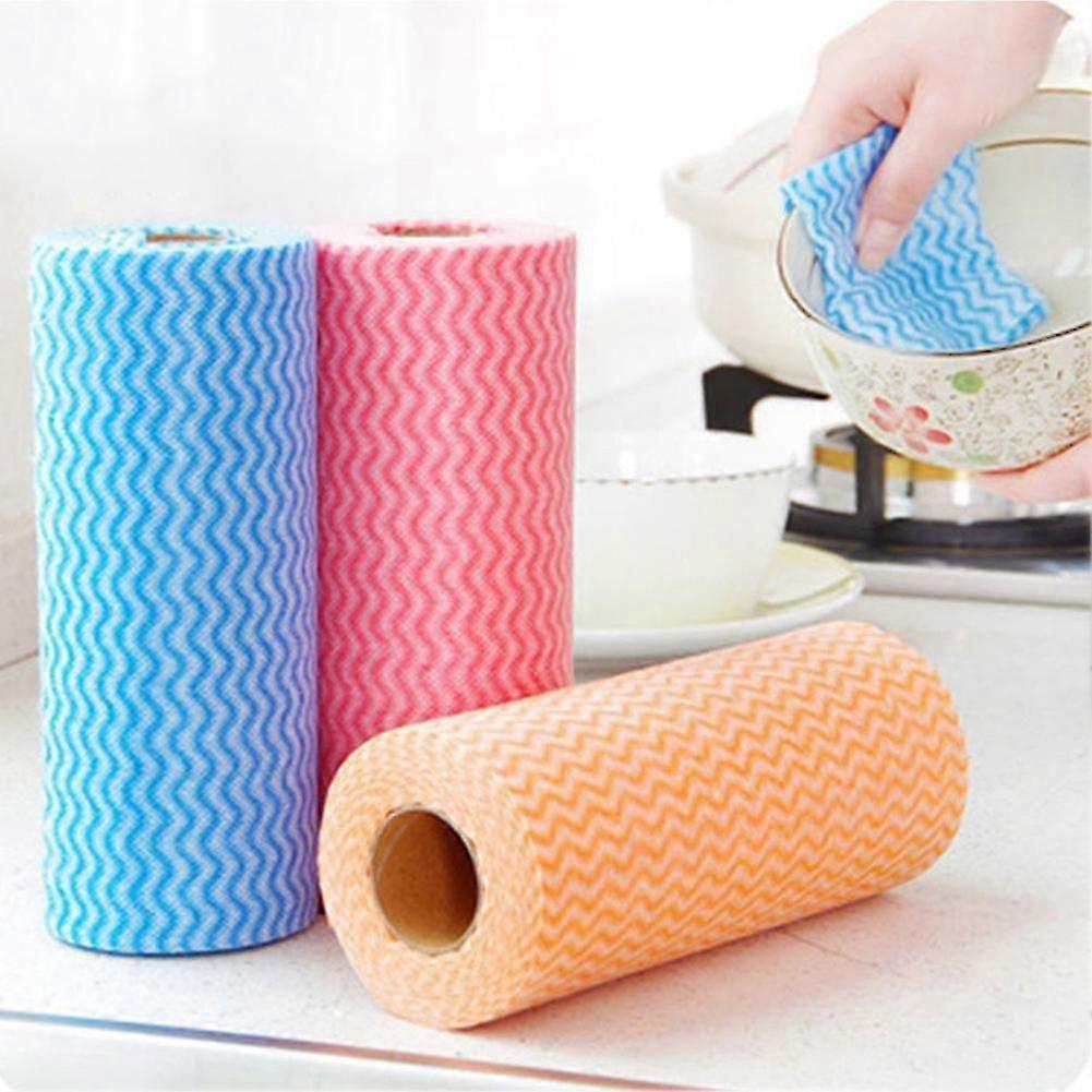 50Pcs/Roll Disposable Dishcloth Kitchen Bathroom Cleaning Washing Cloth Rag