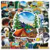 10/30/50pcs Forest Camping Hiking Outdoor Cartoon Stickers Travel Scenery Decals Waterproof Graffiti Suitcase Luggage Bike Car