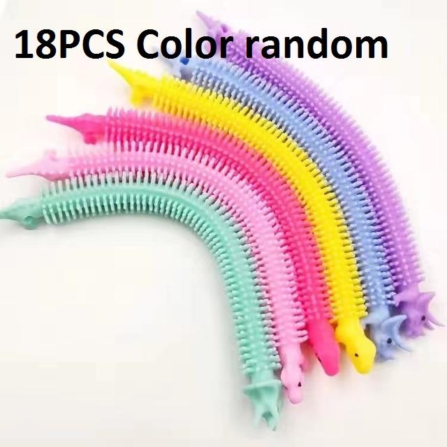 30-3PCS Funny Unicorn Pull Worm Noodle Fidget Toys Stretch String TPR Rope Anti Stress Toys String Stress Relief Autism Vent Toy