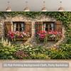 2D Vintage Ivy Wall Backdrop, Countryside Window with Flowers Party Background