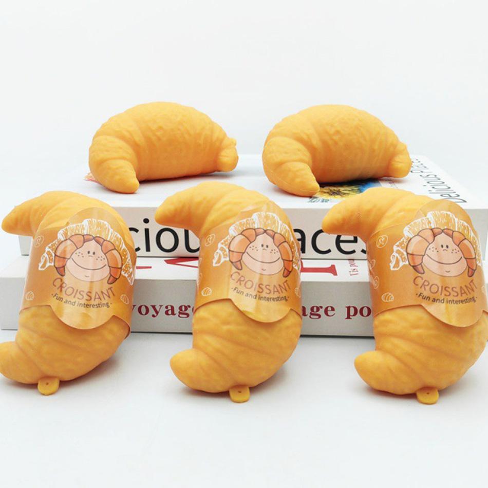 Kawaii Croissant Squeeze Toy Simulated Bread Squishy Slow Rising Stress Relief Fidget Food Shaped Anti-Anxiety Decompression Toy