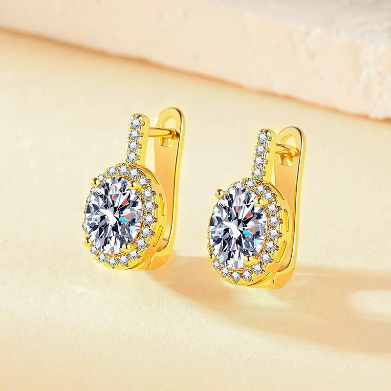 Luxurious Oval Zircon Ear Cuffs - Trendy, Elegant Earrings