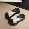 Small Height Increase Thick Bottom Cross Fashion Woven Slippers Women's Summer Wear Casual Vacation Seaside Beach Cool Slippers
