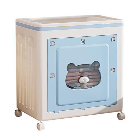 Yousheng Stackable Storage Bin with Lid Foldable Storage Box with Door And Casters Collapsible Rolling Organizer for Bedroom Closet Living Room