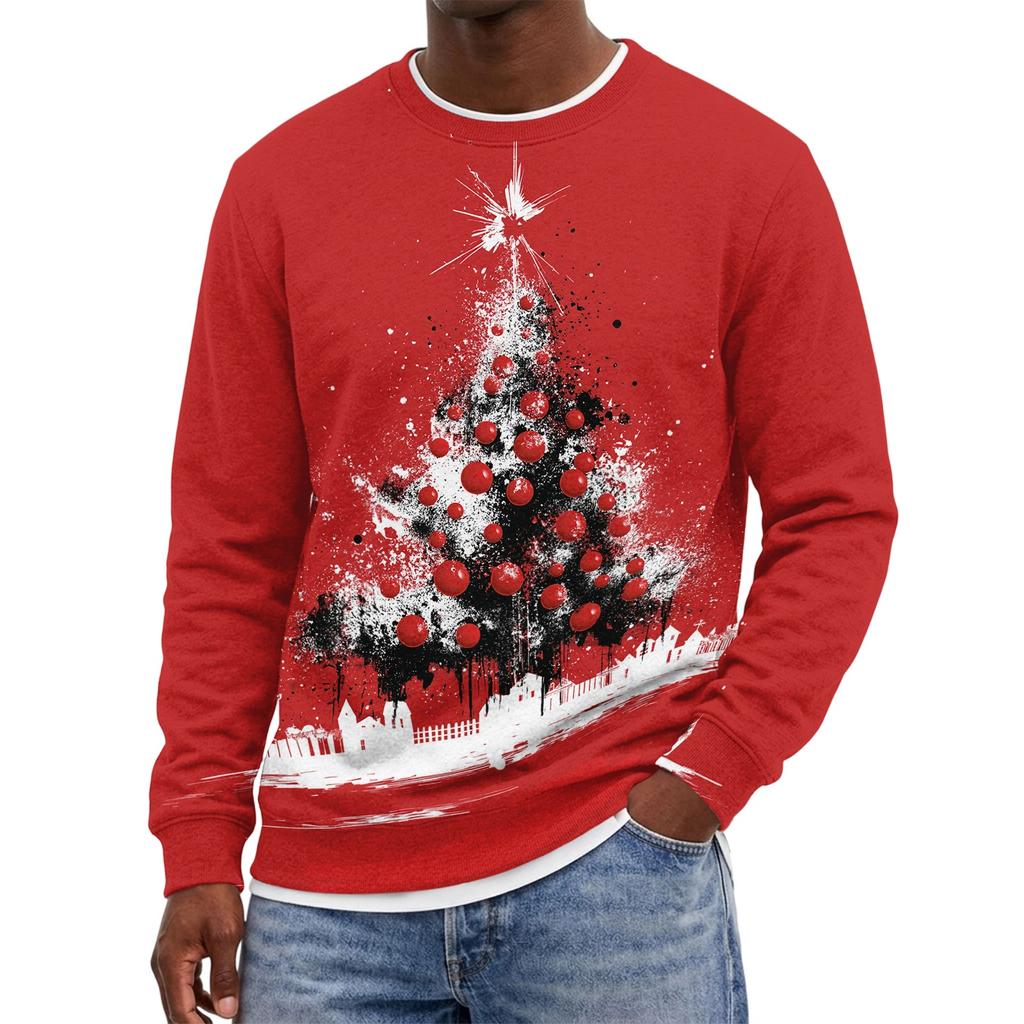 Men's Christmas Hoodless Neck Pullover Sweatshirt, for Him