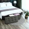SONGMICS Storage Ottoman, Padded Foldable Bench, Chest with Lid, Solid Wood Feet, Space-Saving, 65L Capacity, Holds Up To 300 Kg, for Bedroom