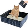 Bac À Litière Pour Chat Pliable - Omxyinma - Portable - Imperméable - Bleu