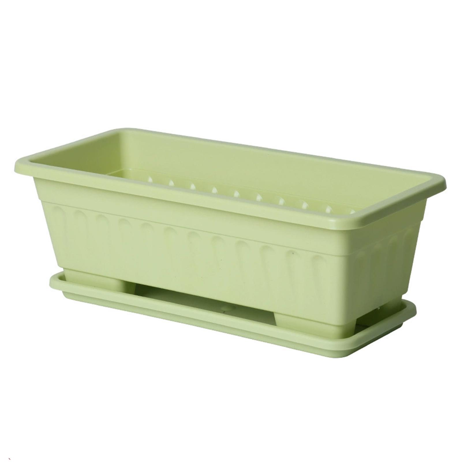 

Rectangular Plastic Vegetable Planter with Tray for Home Balcony Easy Use for Beginners зелений