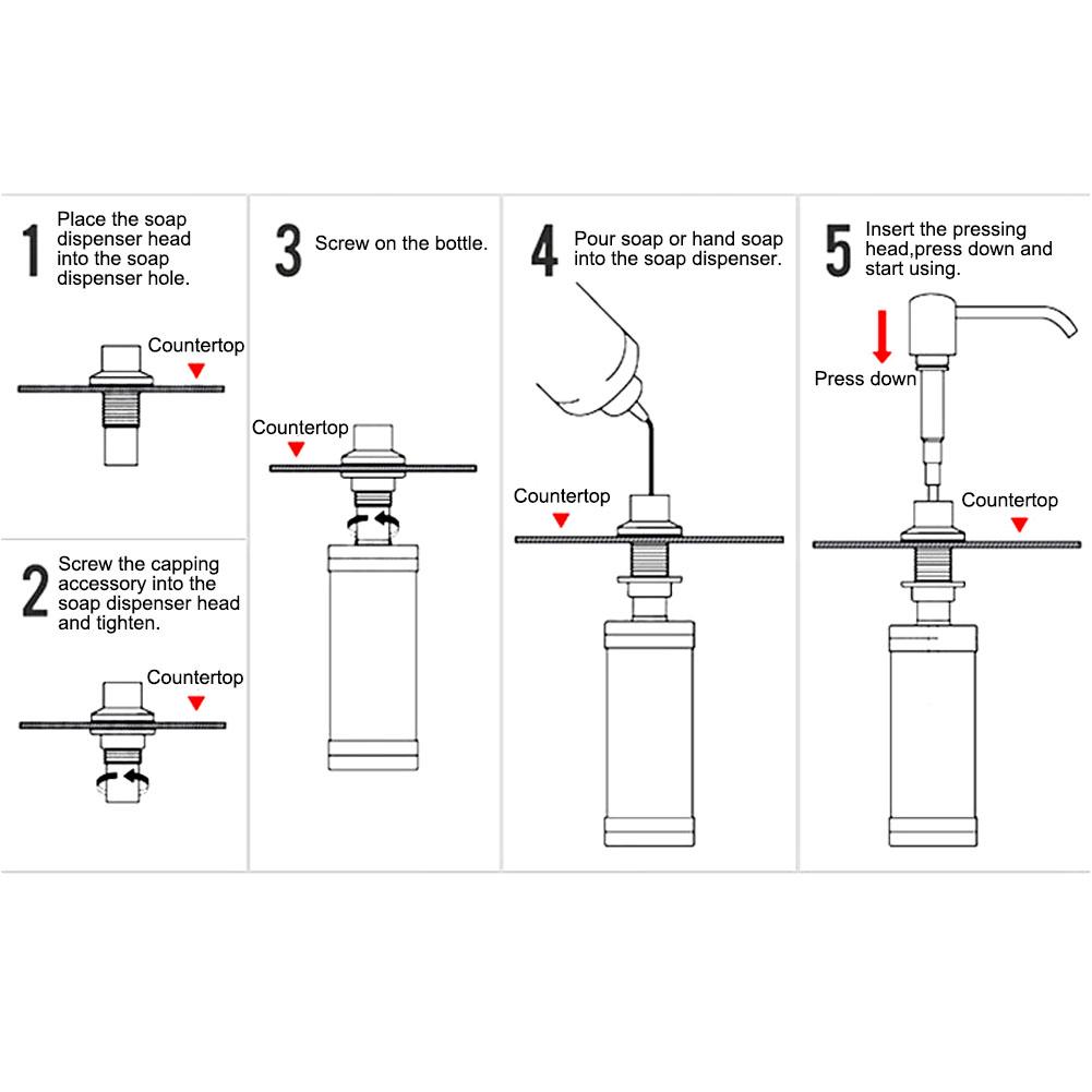 300ml Stainless Steel Soap Dispenser Liquid Detergent Hand Pump for Home Kitchen Sink Use
