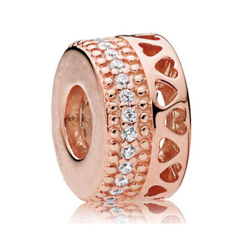 Rose Gold Large Hole Loose Beads Pendant For DIY Pulsera Necklace Accessories Women Fine Jewelry Gifts