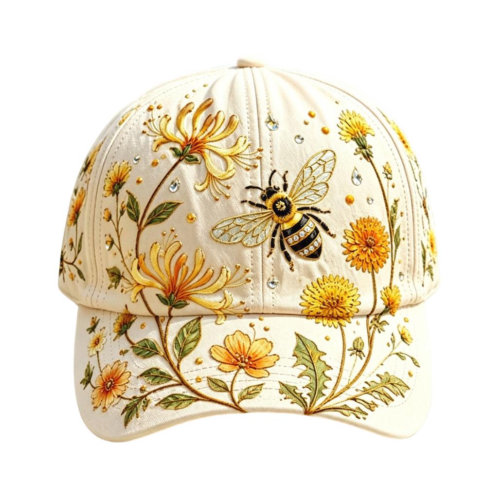 Dragonfly Floral Print Ladies Embroidered Floral Baseball Cap 2D Digital Print Adjustable Baseball Caps for Women UK Casual Hat