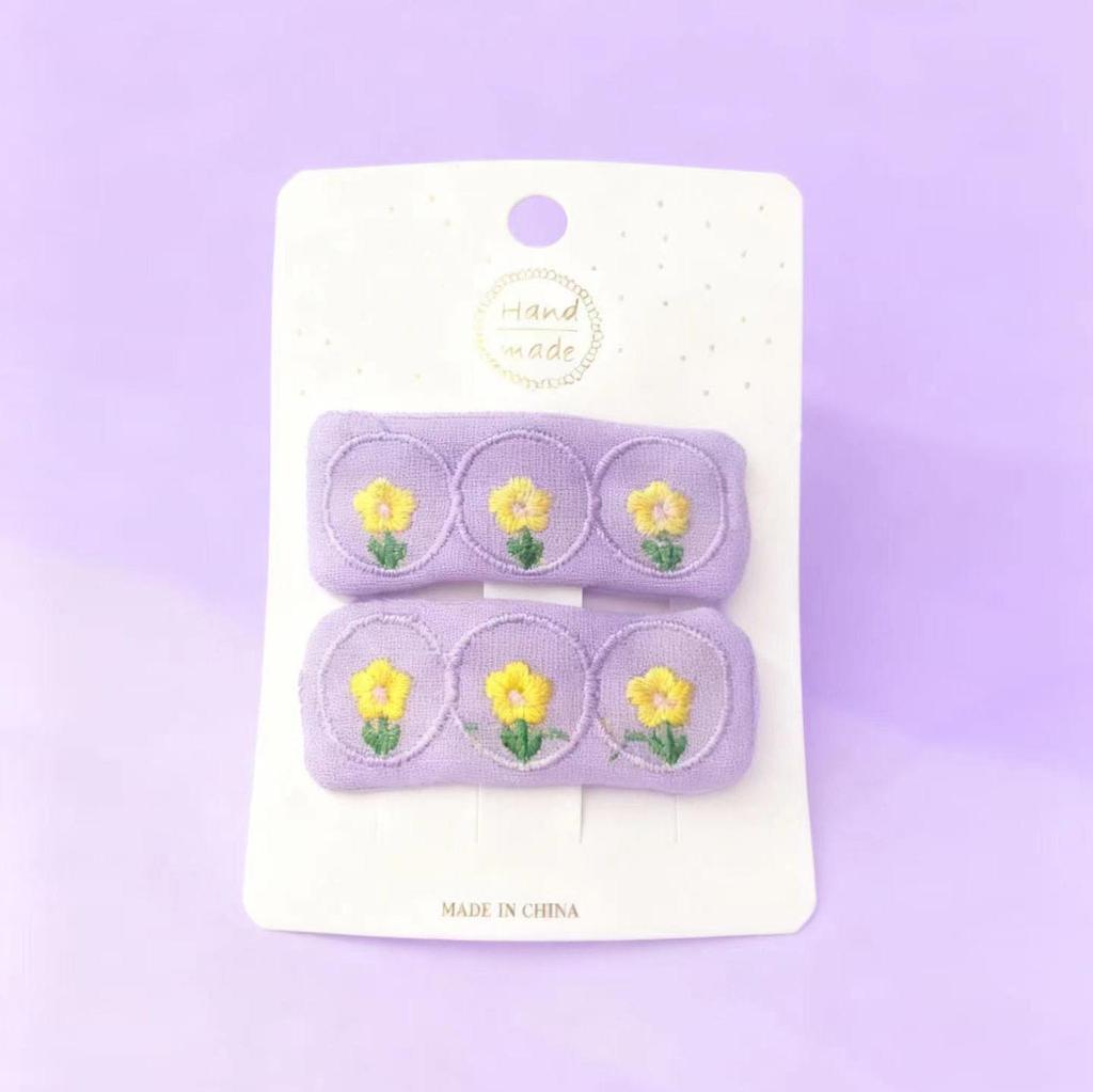 Children's Floral Embroidered Hair Clip for Girls