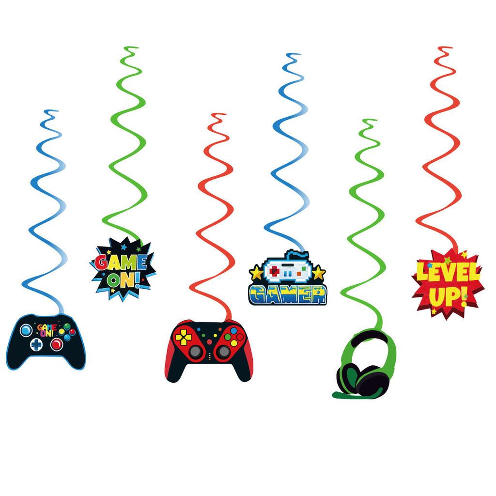 Game On Game Controller Foil Balloon Spiral Flag Set Party Decorations