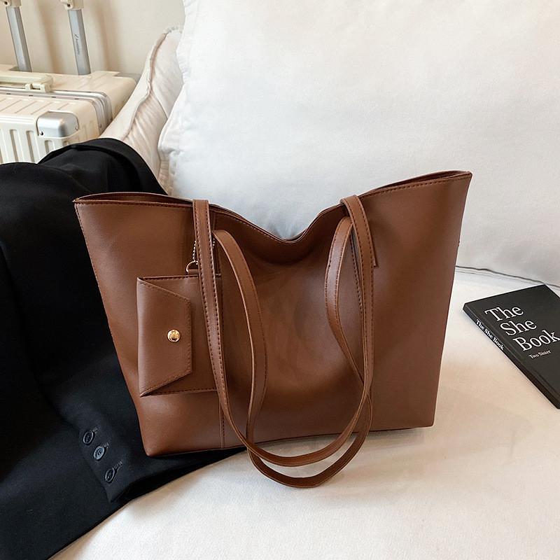 Simple Design Ladies Tote Bag In Pu With Interior Zipper Pocket For Work And School