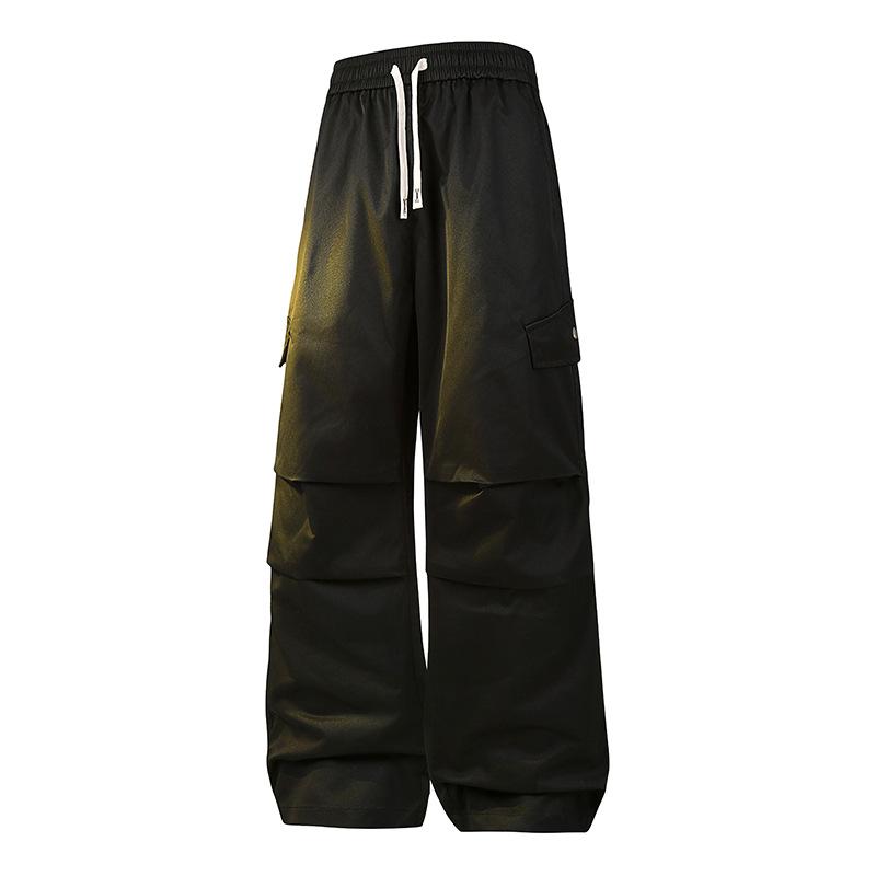 

Мужские и женские одинаковые весенне-осенние новые повседневные прямые брюки широкого кроя с карманами, модные спортивные штаны 7XL чёрный